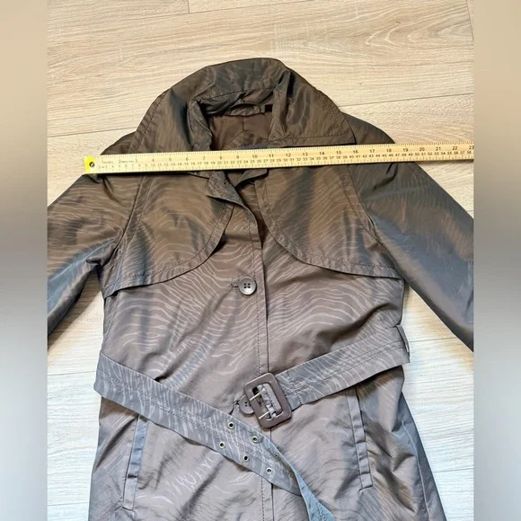 Via Spiga Brown Zebra Jacquard Trench Coat XS Belted Lightweight - Picture 11 of 13